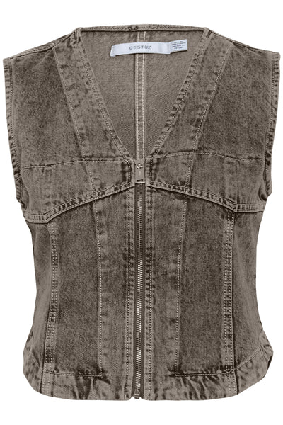 GZjosie waistcoat Greige denim wash - 10910304 Thumbnail
