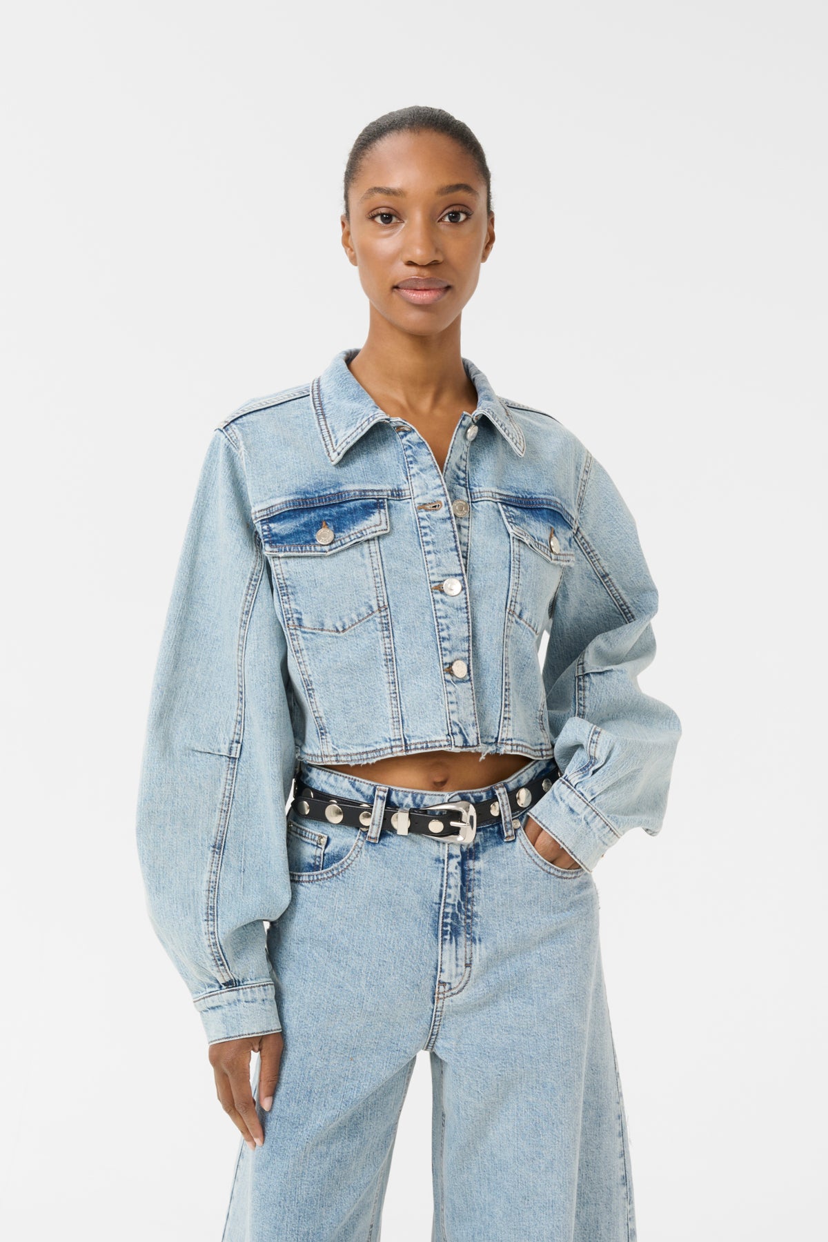 GZdea cropped jacket Light Blue Denim - 10910382