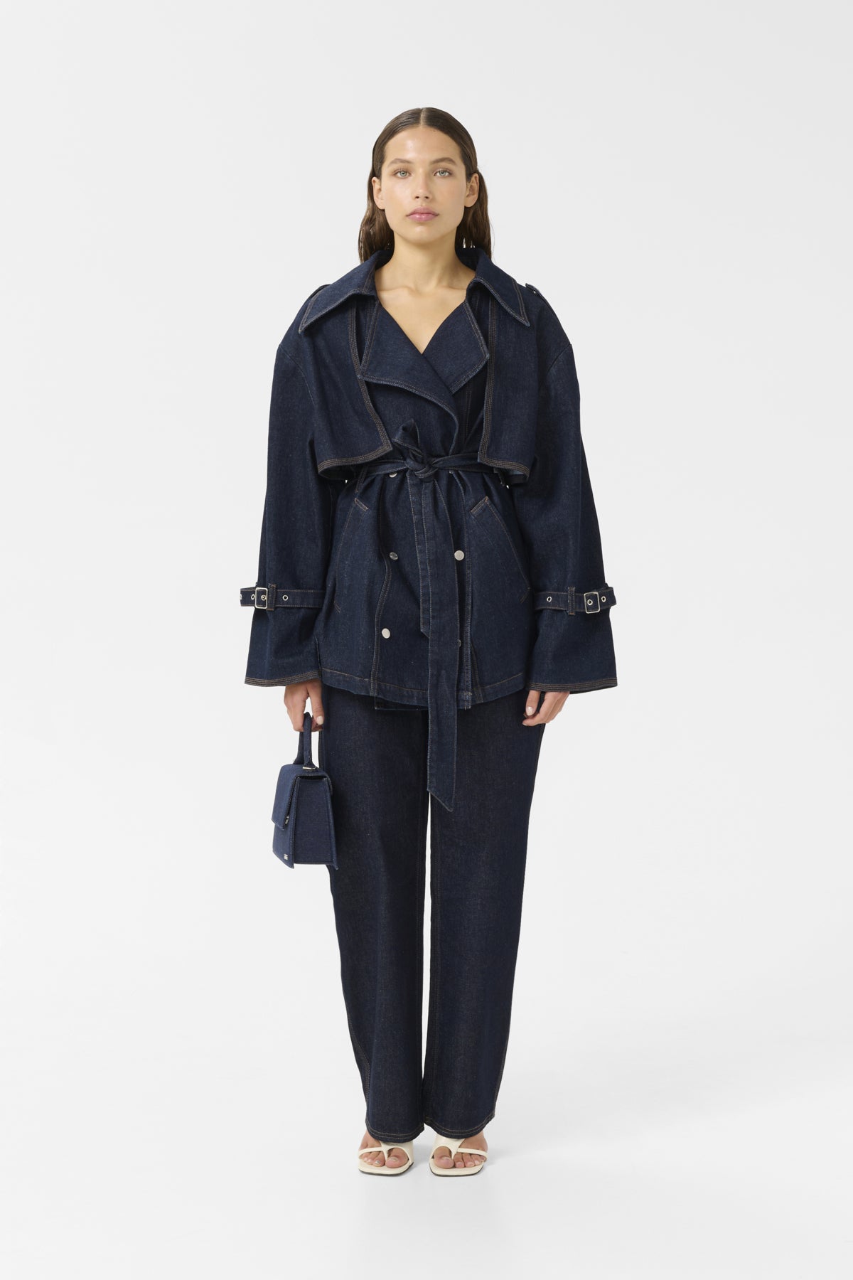 GZsummer trenchcoat Unwashed denim - 10910393