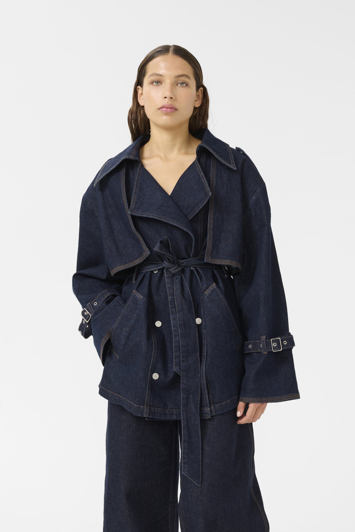 GZsummer trenchcoat Unwashed denim - 10910393