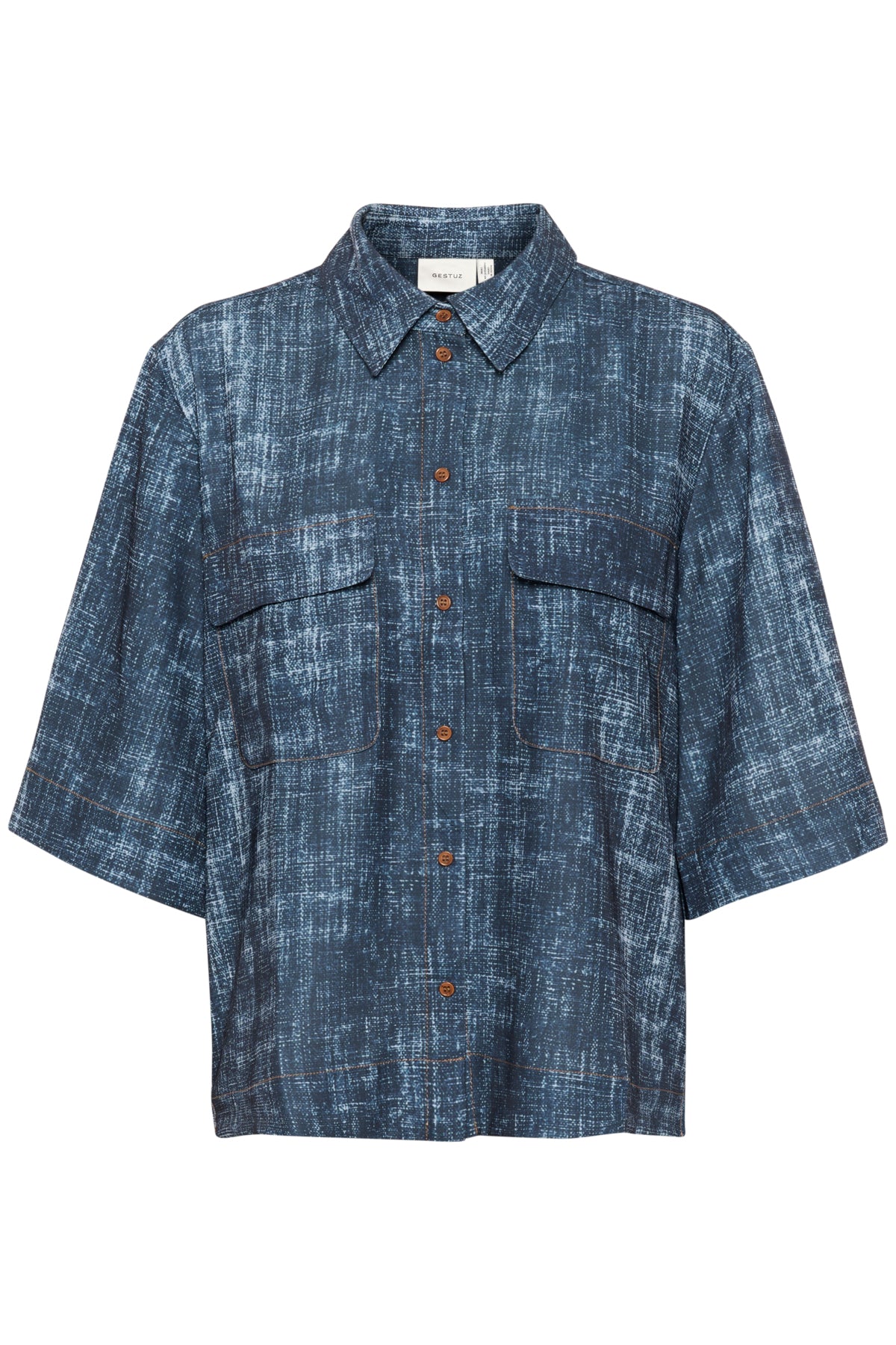 GZdemia P SS shirt Dark denim structure - 10910409