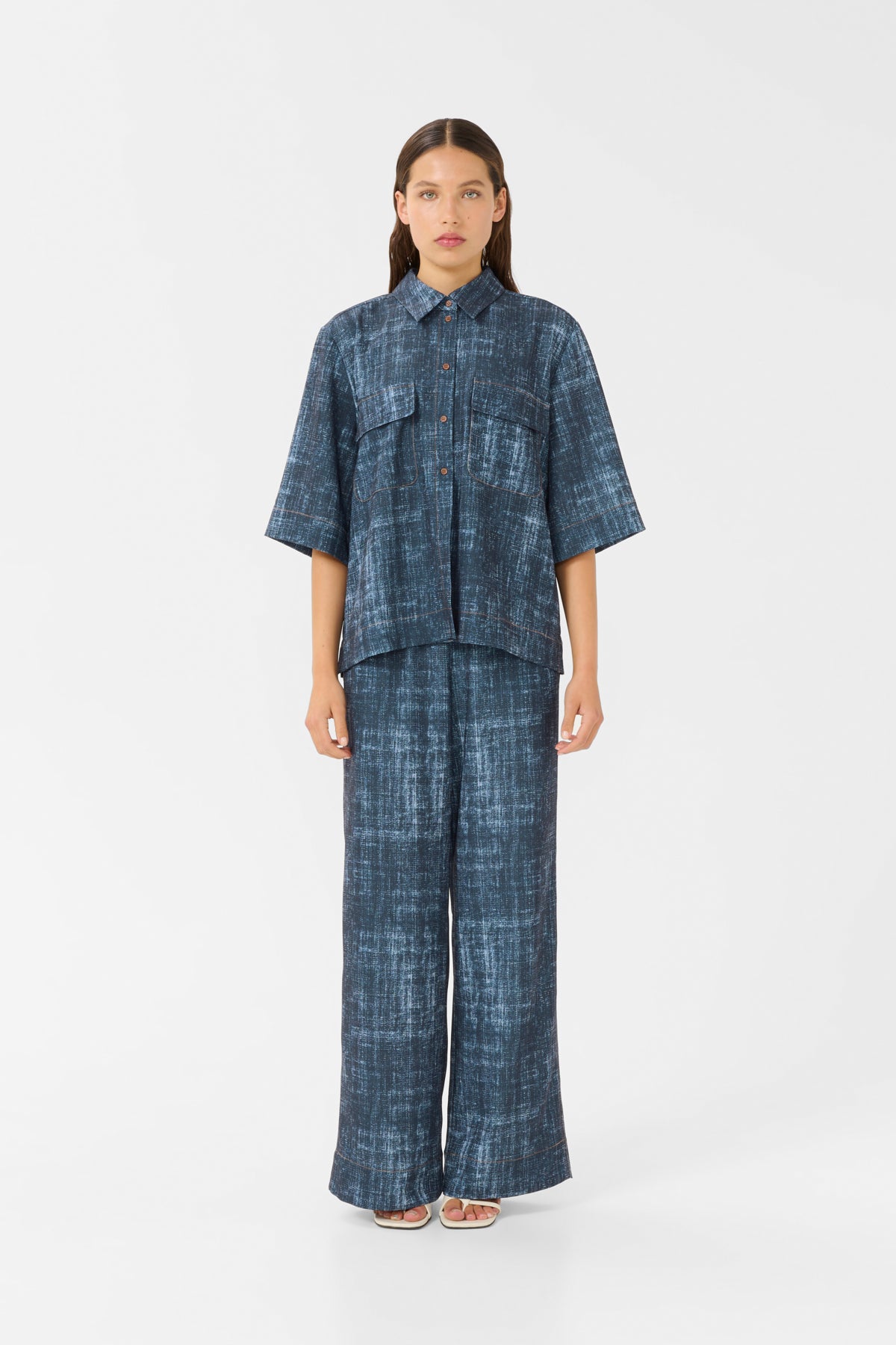GZdemia P SS shirt Dark denim structure - 10910409