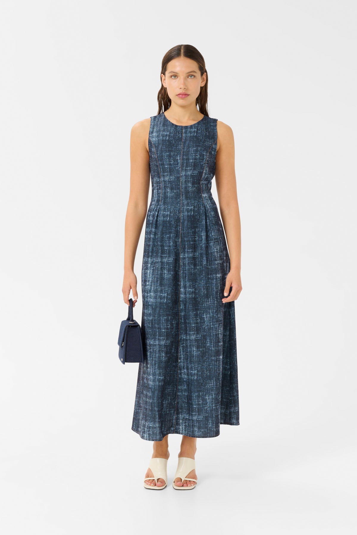 GZdemia P long dress Dark denim structure - 10910412
