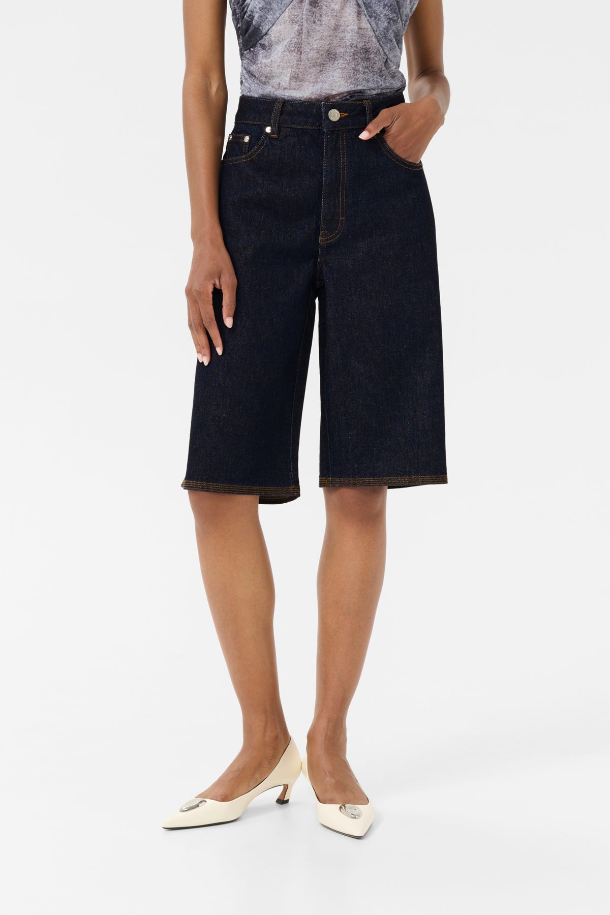 GZsummer HW long shorts Unwashed denim - 10910456
