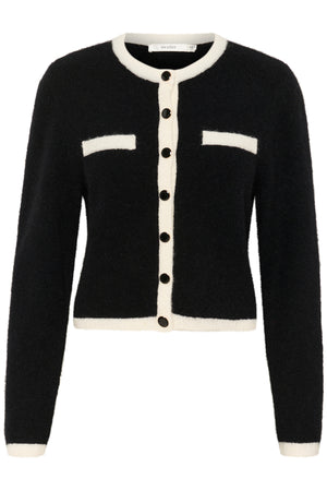 GZalpha ls contrast cardigan Black/Ivory comb - 10910459