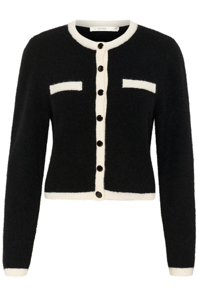 GZalpha ls contrast cardigan Black/Ivory comb - 10910459 Thumbnail