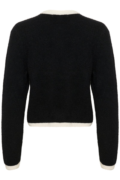 GZalpha ls contrast cardigan Black/Ivory comb - 10910459 Thumbnail