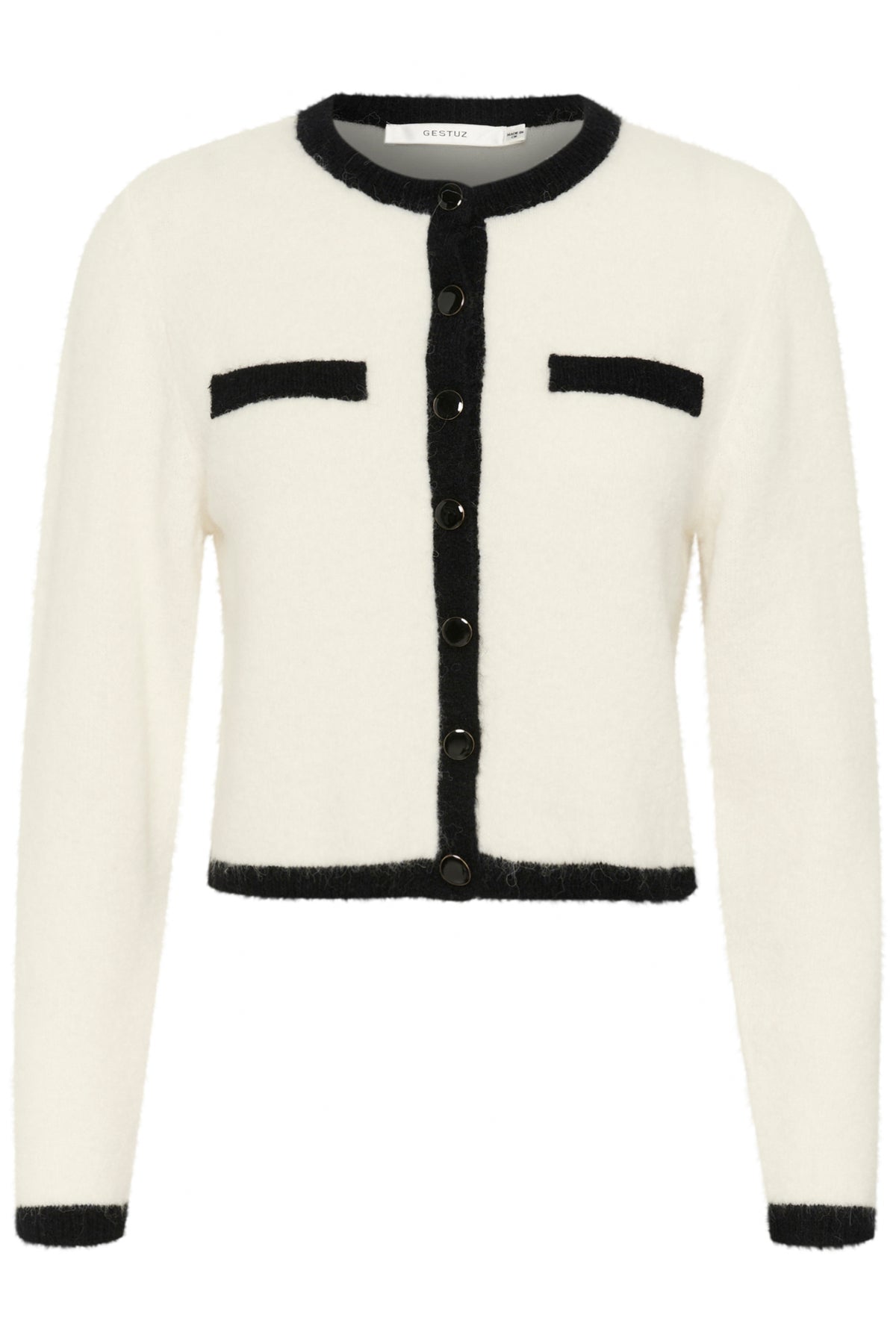 GZalpha ls contrast cardigan Ivory/Black comb - 10910459