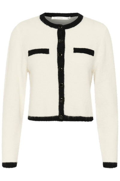 GZalpha ls contrast cardigan Ivory/Black comb - 10910459 Thumbnail