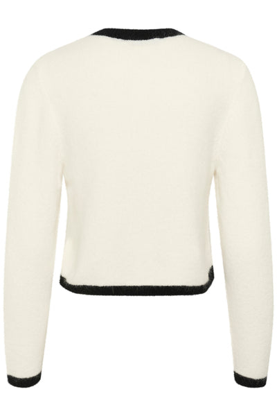 GZalpha ls contrast cardigan Ivory/Black comb - 10910459 Thumbnail