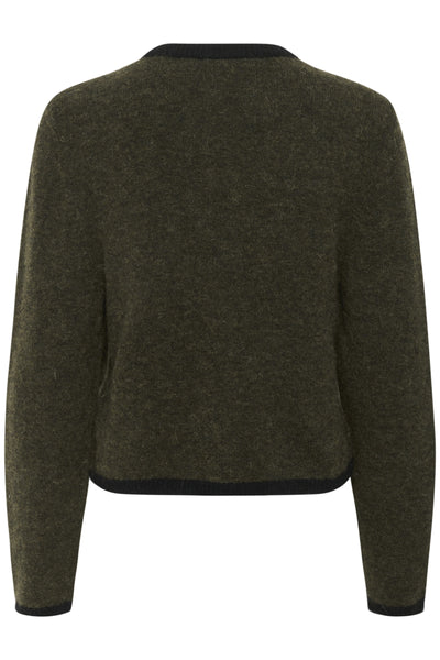 GZalpha ls contrast cardigan Olive M‚lange/Black - 10910459 Thumbnail