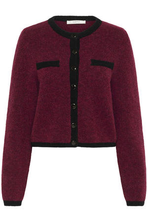 GZalpha ls contrast cardigan Blood Red Melange/Black - 10910459