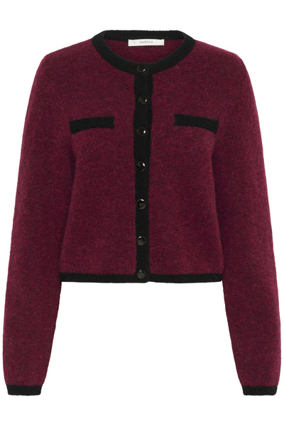 GZalpha ls contrast cardigan Blood Red Melange/Black - 10910459 Thumbnail