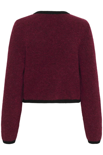 GZalpha ls contrast cardigan Blood Red Melange/Black - 10910459 Thumbnail