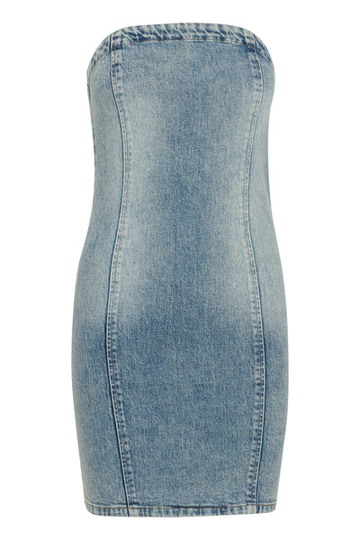 GZnielle short dress Mid blue washed - 10910470 Thumbnail