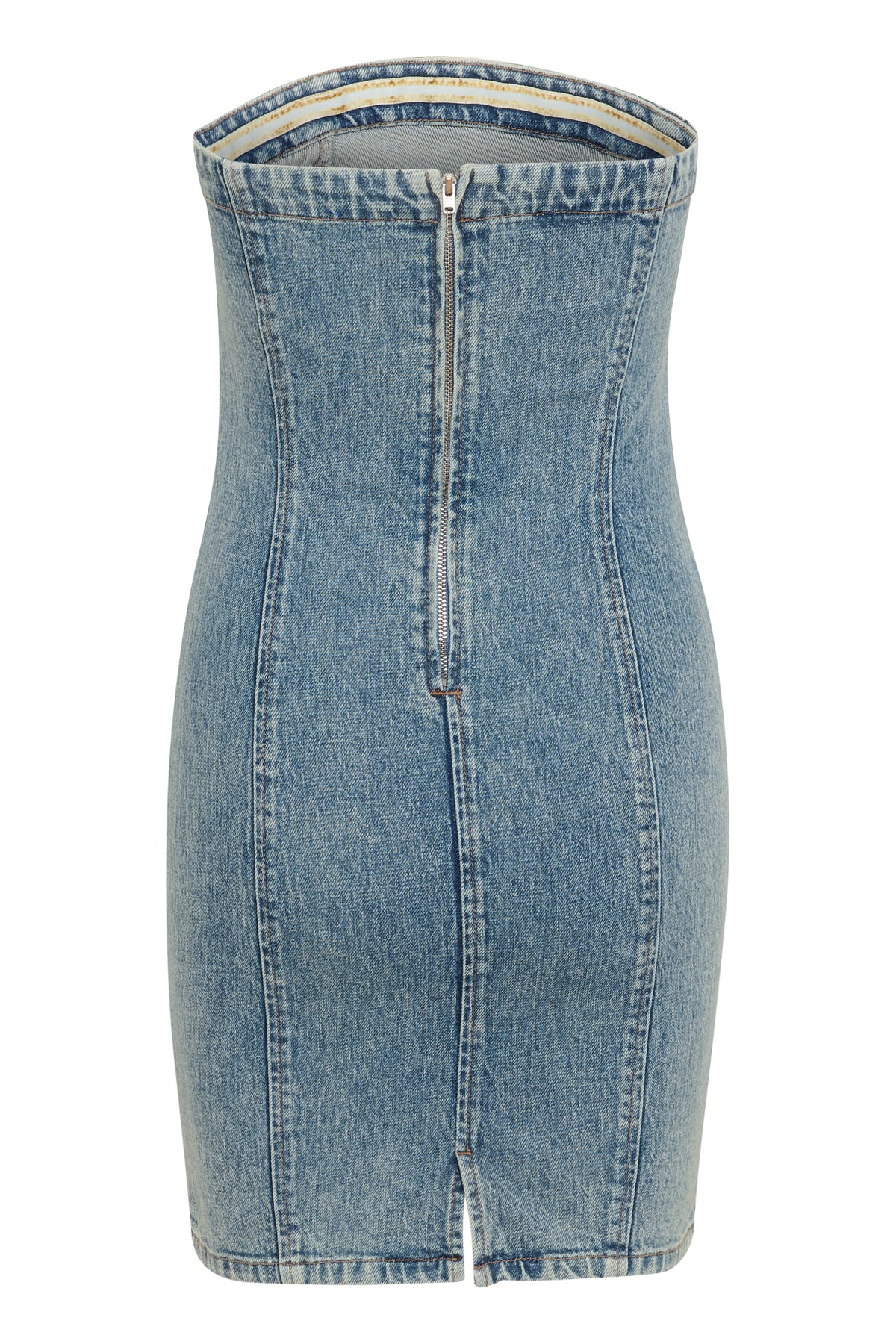 GZnielle short dress Mid blue washed - 10910470