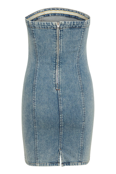 GZnielle short dress Mid blue washed - 10910470 Thumbnail