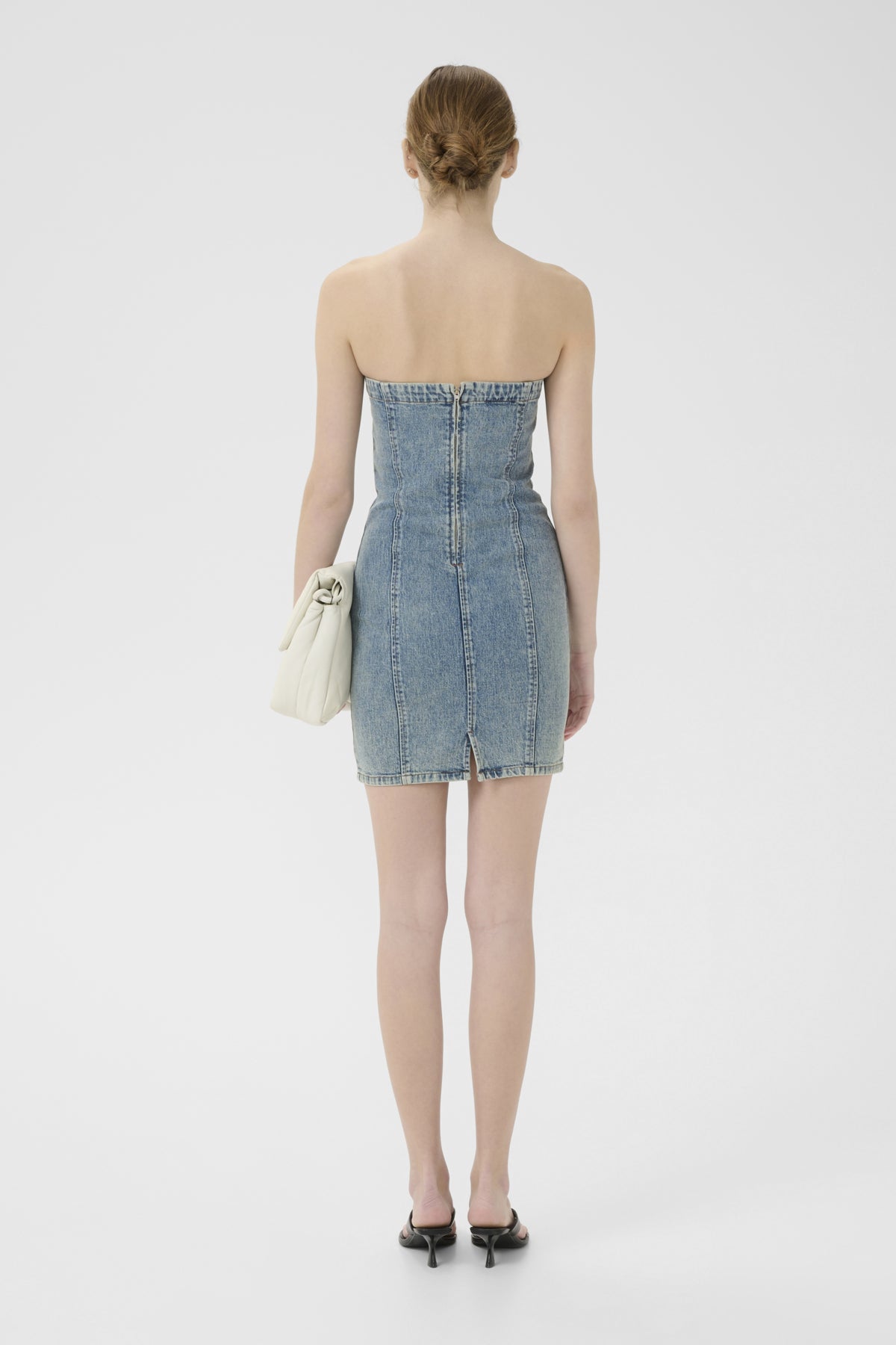 GZnielle short dress Mid blue washed - 10910470
