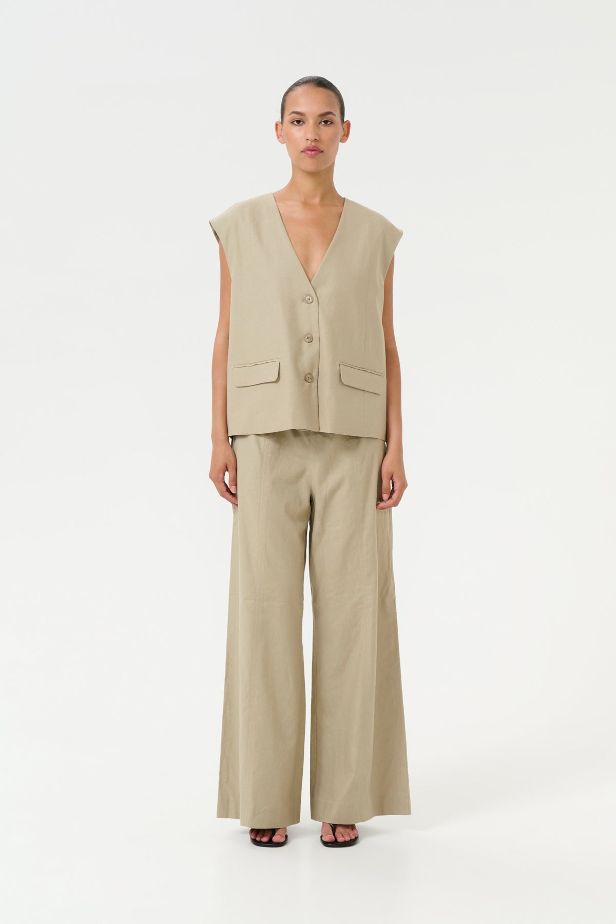 GZizza linen MW pants Silver Sage - 10910517
