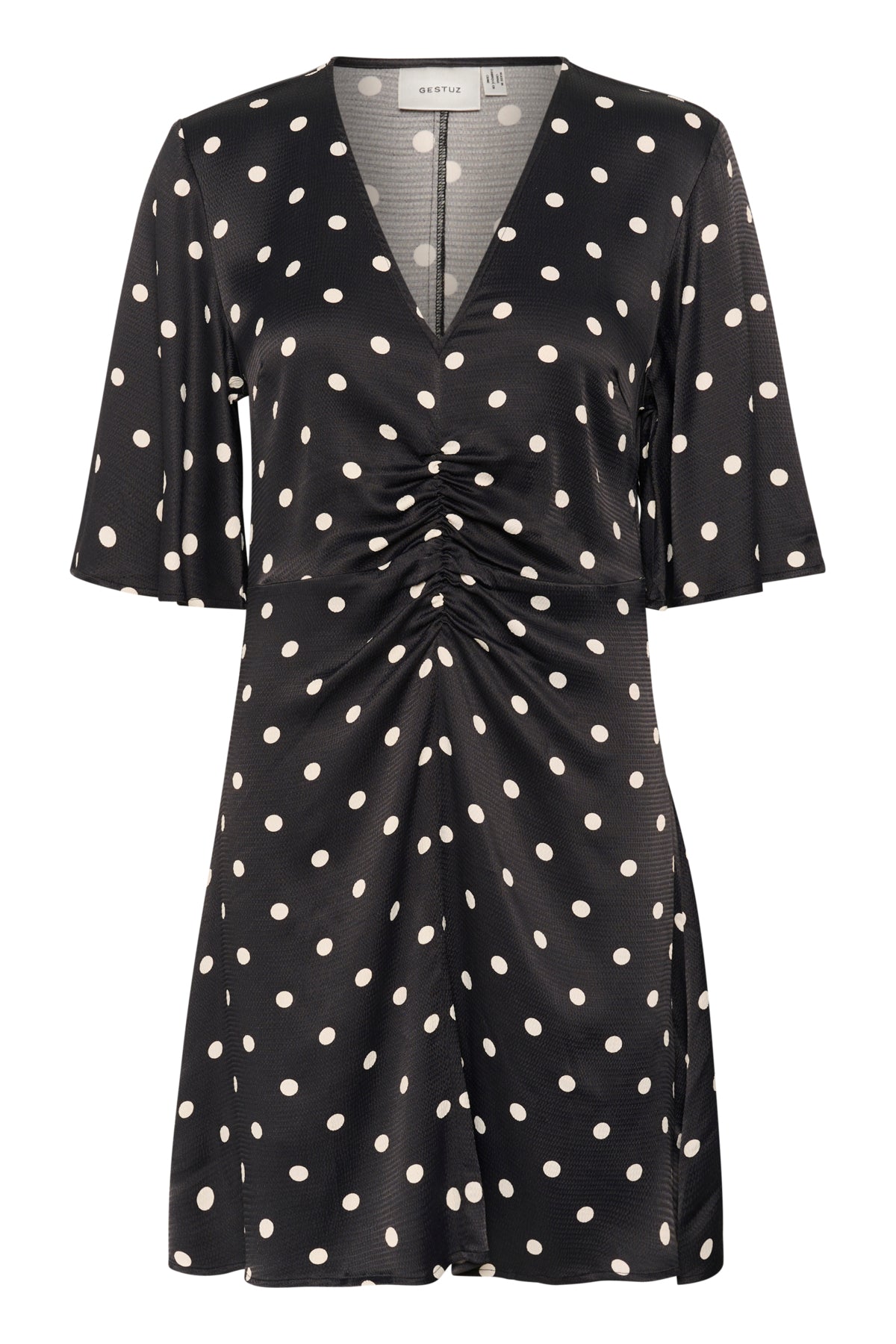 GZdotta P SS dress Black with egret dot