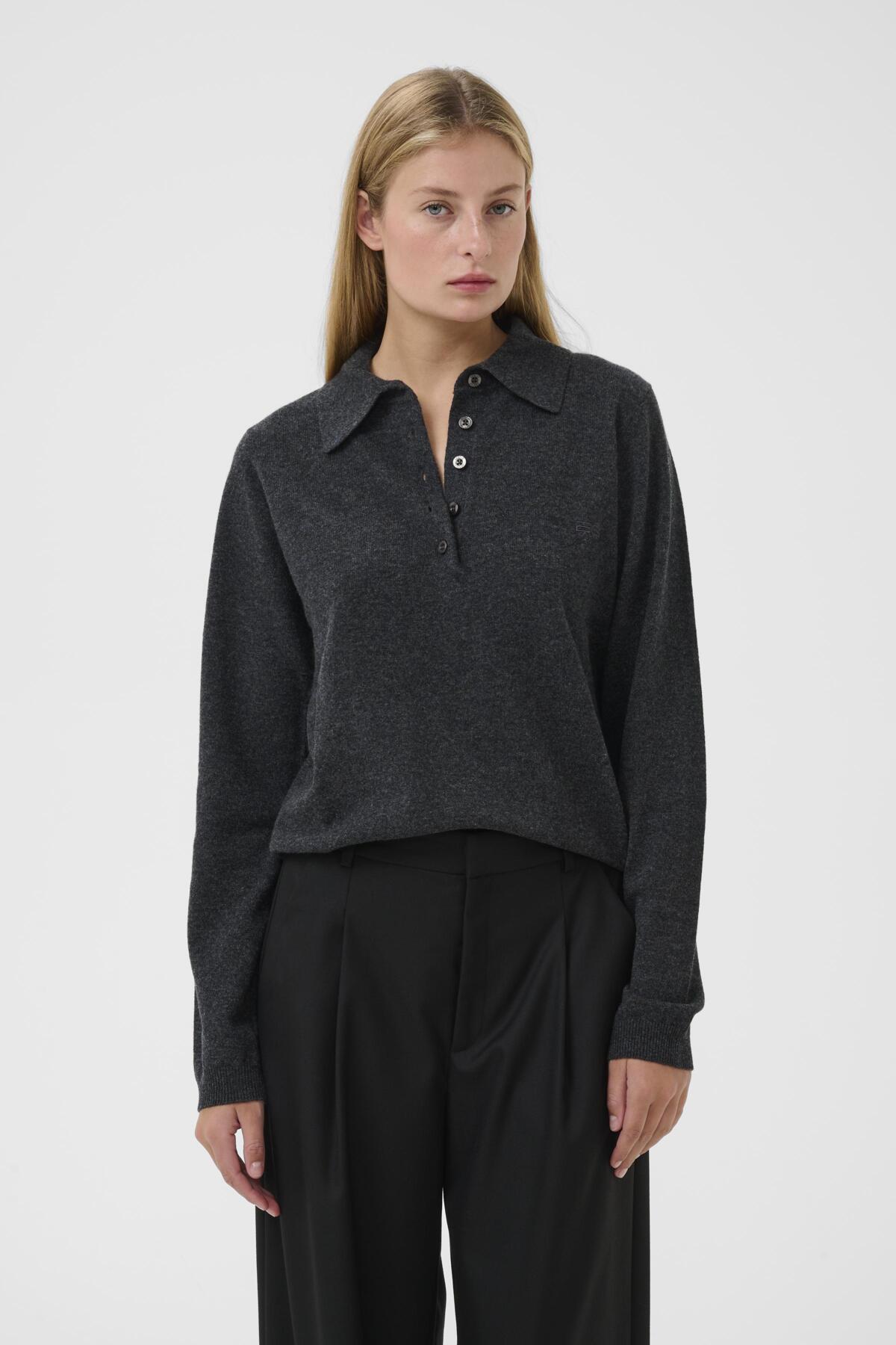 GZmanzi polo pullover Deep Graphite Melange - 10910534