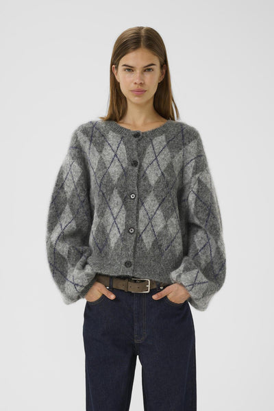 GZsasi cardigan Check Dark Grey/Grey/Blue comb - 10910660 Thumbnail
