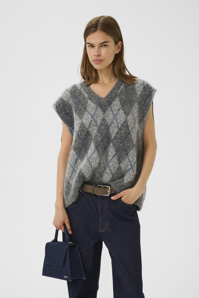 GZsasi vest Check Dark Grey/Grey/Blue comb - 10910731 Thumbnail