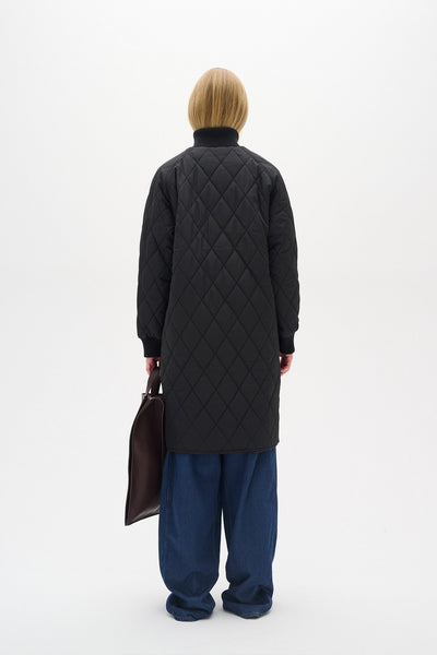 EktraIW Quilted Coat Black - 30105339 Thumbnail