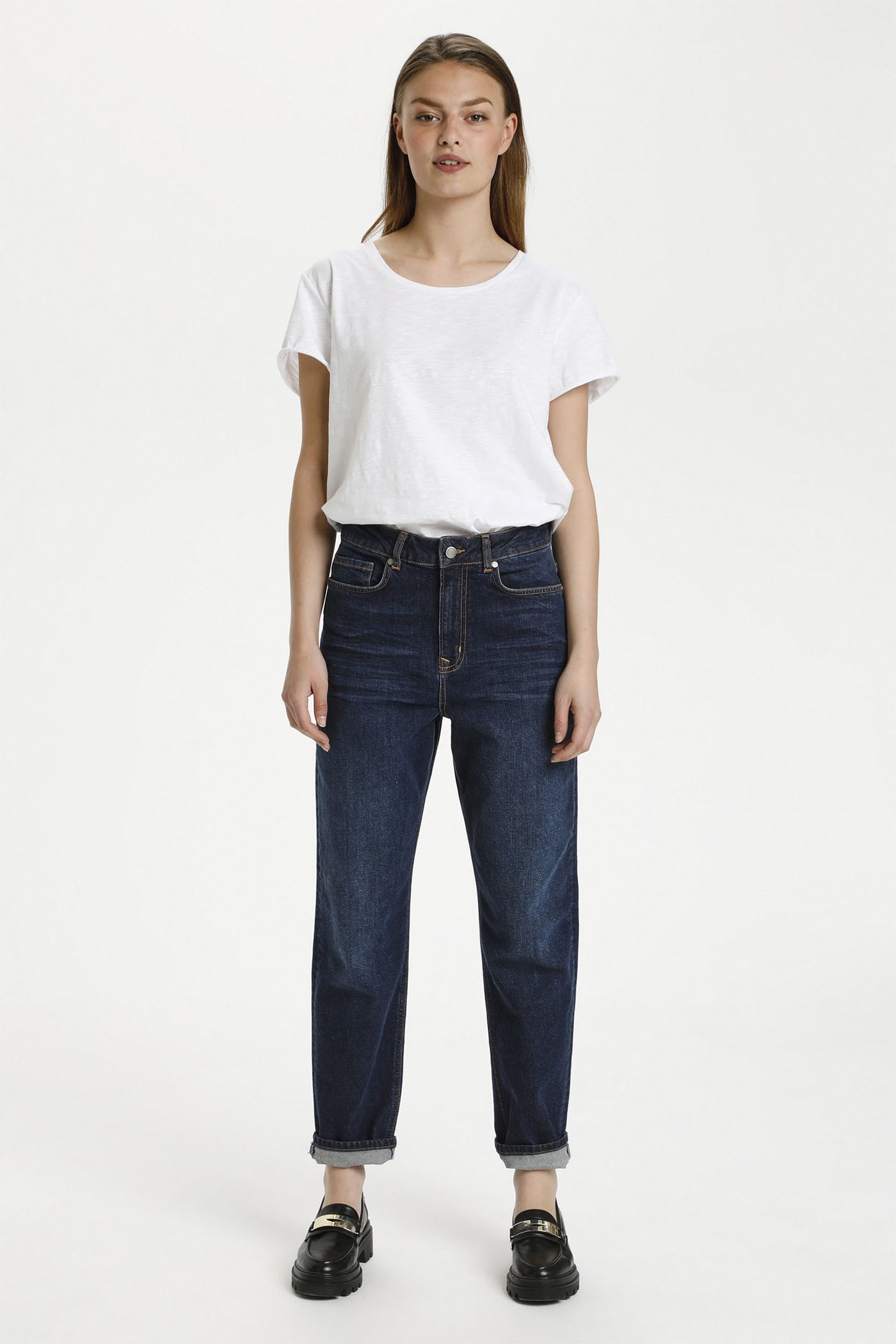 34 THE MOM 107 XHIGH STRAIGHT Dark Blue Retro Wash - 10703606