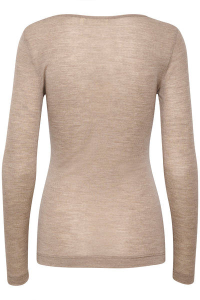 FangIW T-Shirt  LS Oatmeal Melange - 30106096 Thumbnail