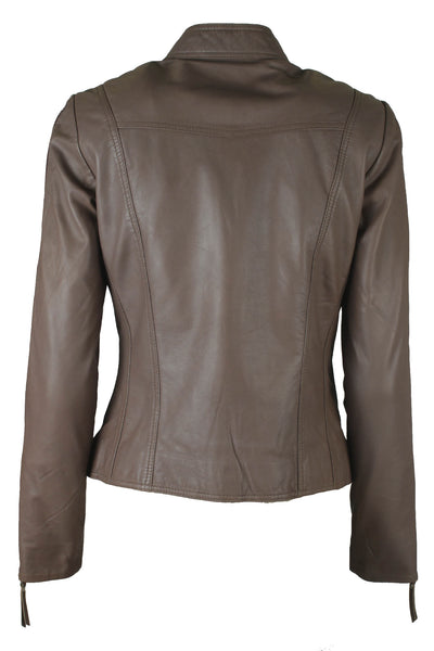Biker Jacket Satin Beige w. Silver acc. - 10245 Thumbnail