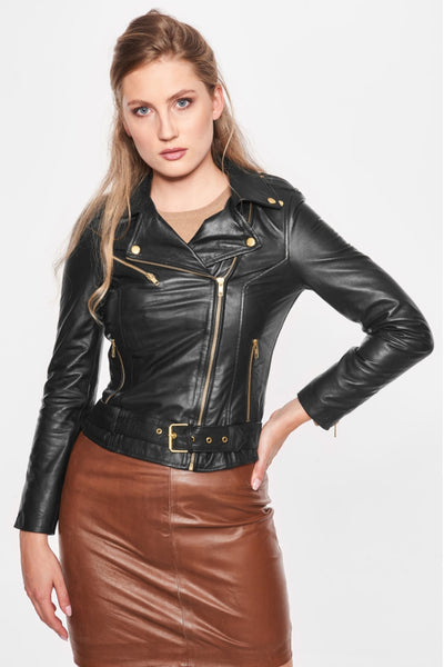 Biker Jacket Black w. Gold acc. - 10575 Thumbnail