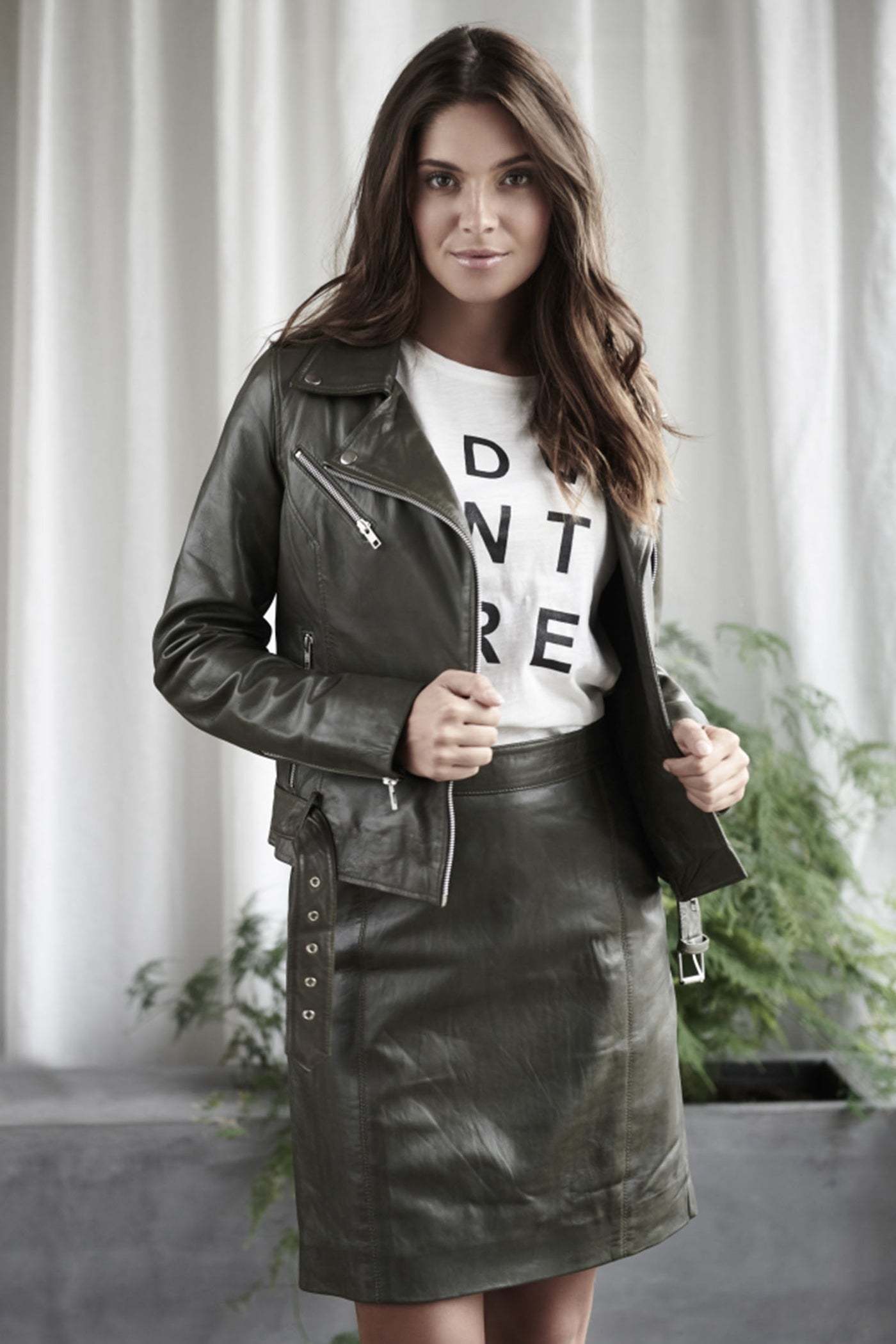 Biker Jacket Olive Green - 10575