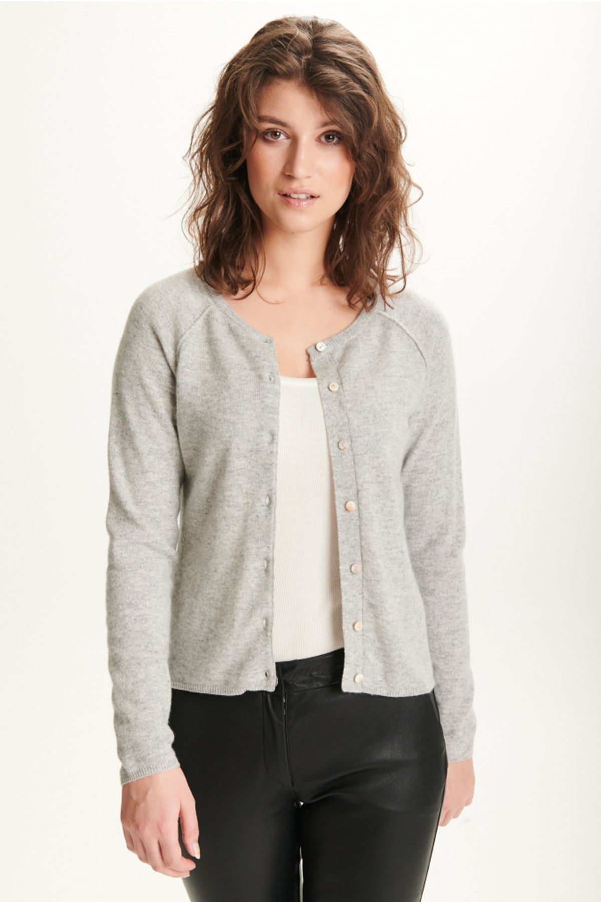 cashmere cardigan 621 Cenere (light grey melange - 50067