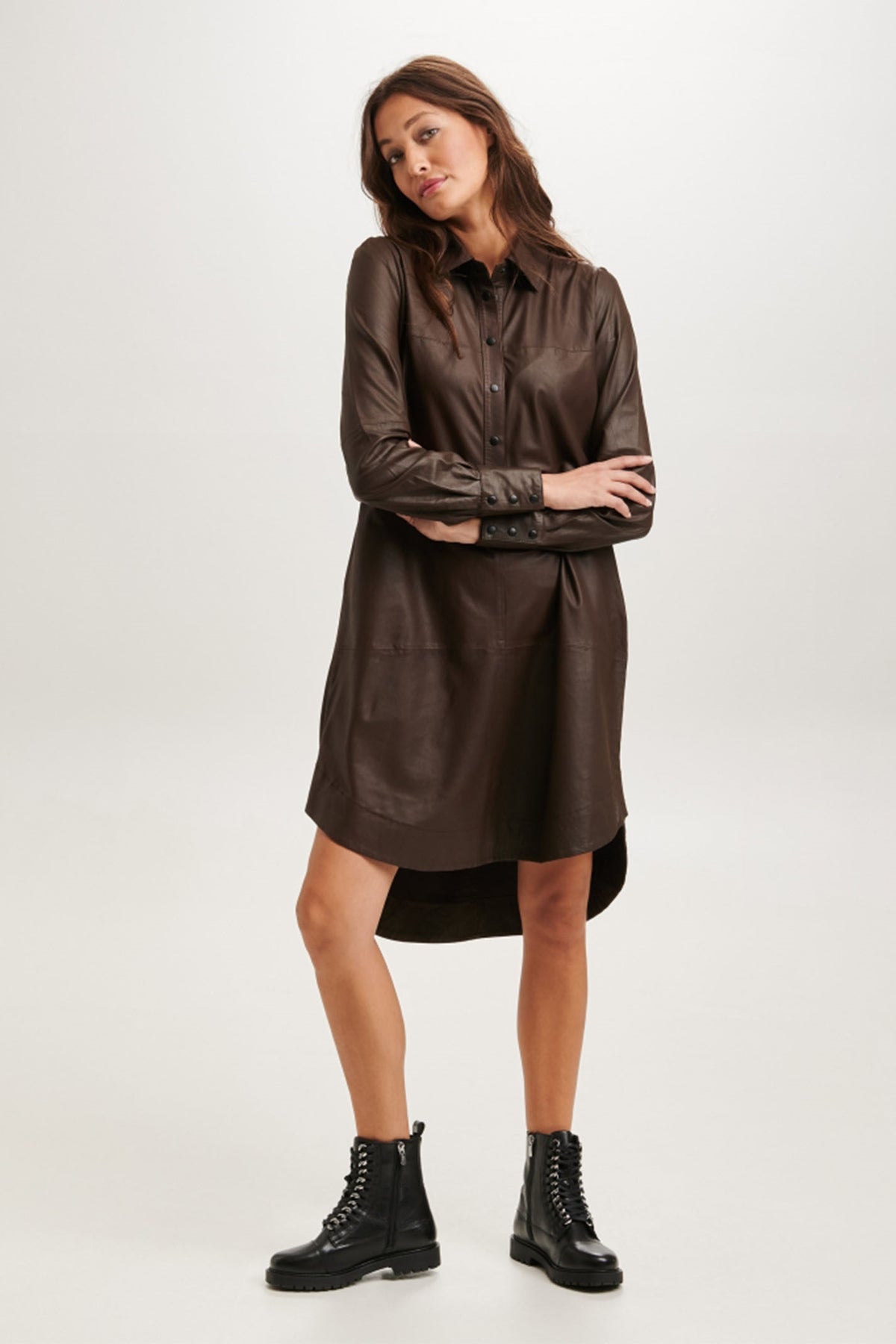 A-Shape Dress Chocolate Brown - 100084-color
