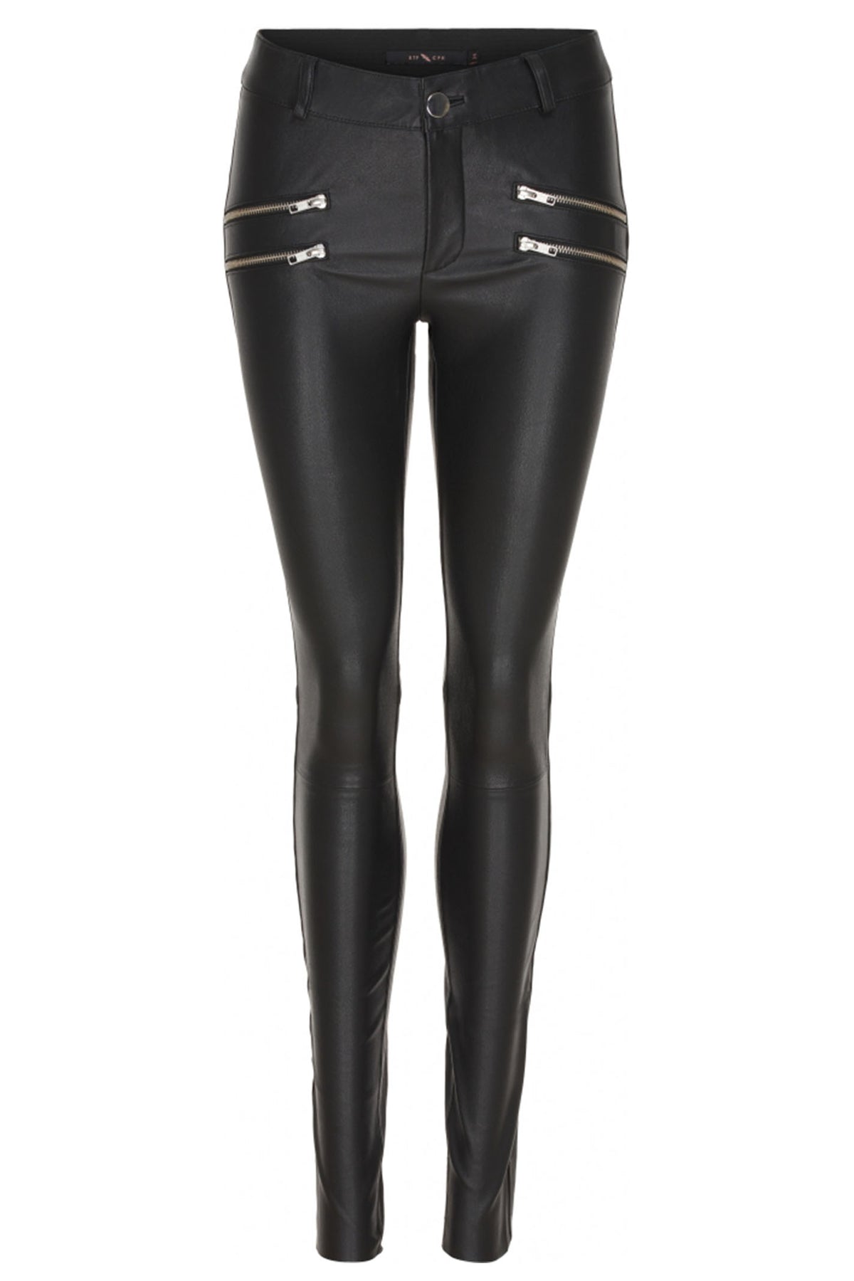 Stretch Jeans with zip pockets Black w. Silver acc. - 10642-new