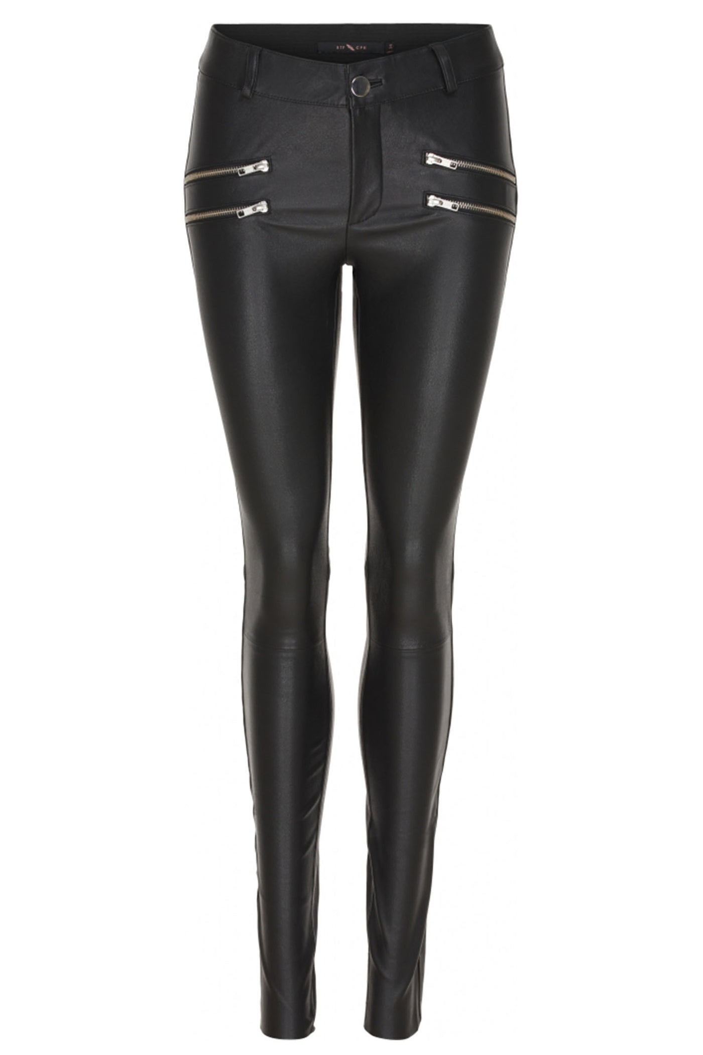 Stretch Jeans with zip pockets Black w. Silver acc. - 10642-new