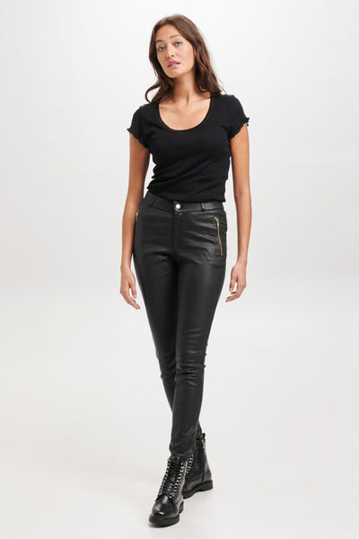 Leggings with saddle and zip p Black w. Gold acc. - 10910-new Thumbnail