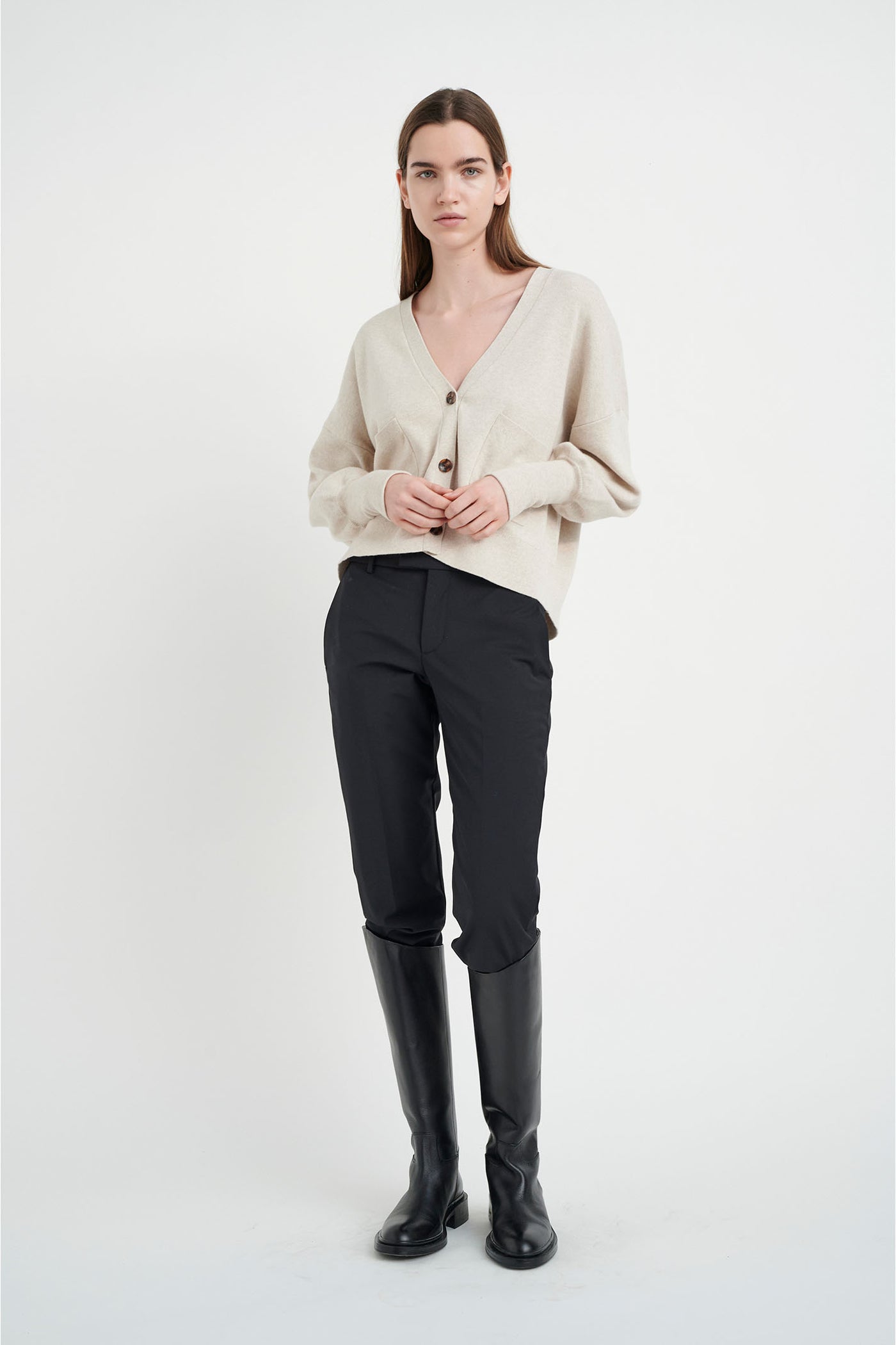 TenleyIW Ino-shape Cardigan Simply Taupe Melange - 30107825