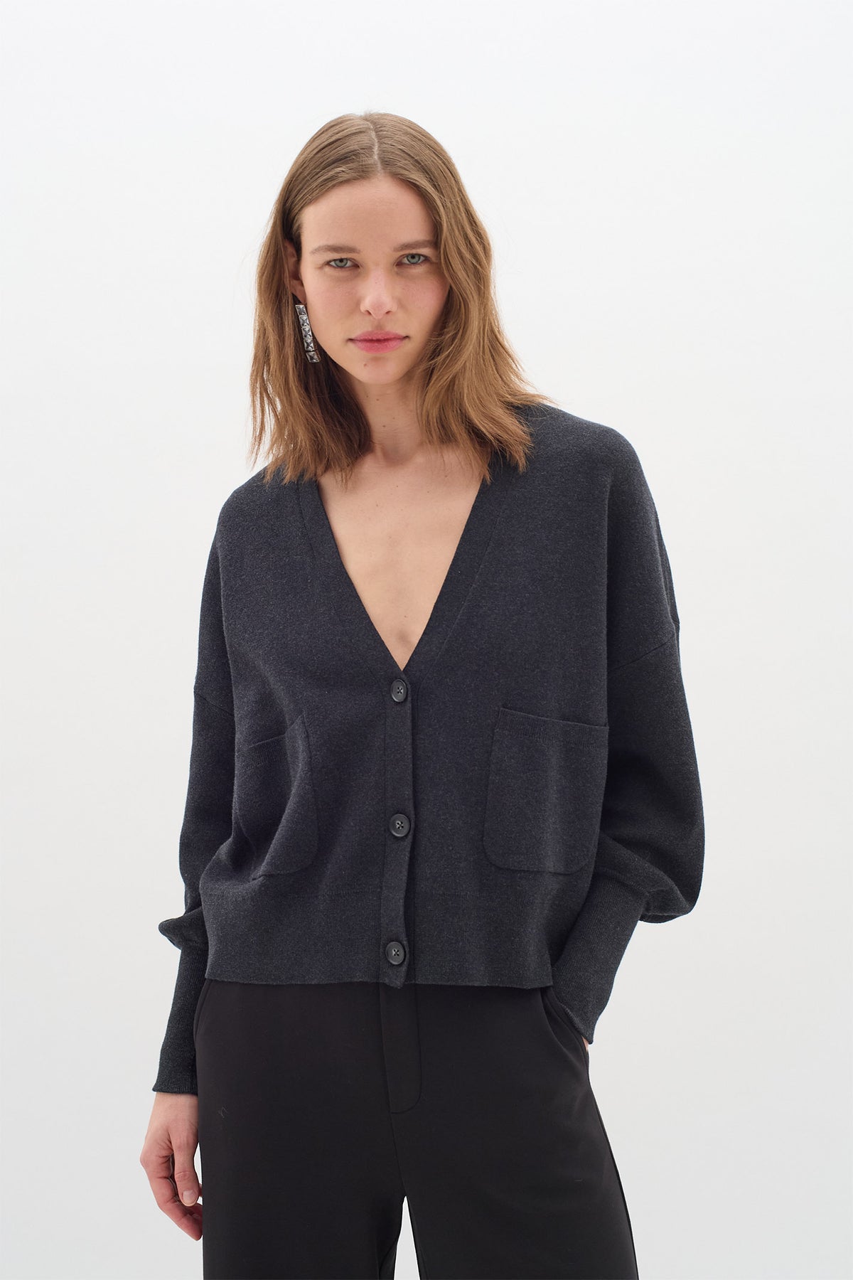 TenleyIW Ino-shape Cardigan Dark grey melange