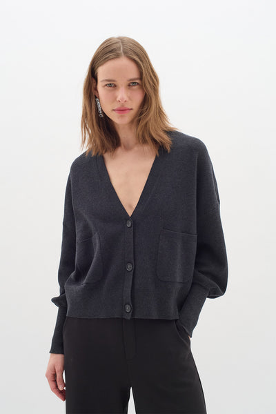 TenleyIW Ino-shape Cardigan Dark grey melange Thumbnail