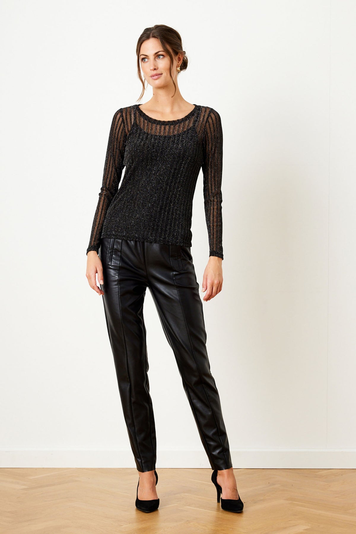 Giana mesh blouse SORT - 15408