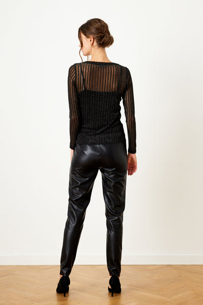 Giana mesh blouse SORT - 15408 Thumbnail