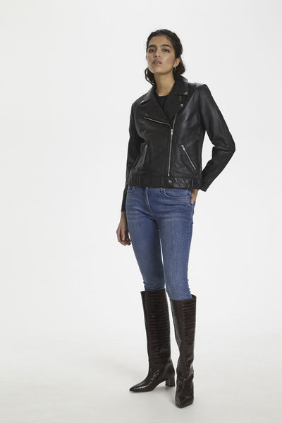 SLMaeve Leather Jacket LS Black - 30403641 Thumbnail