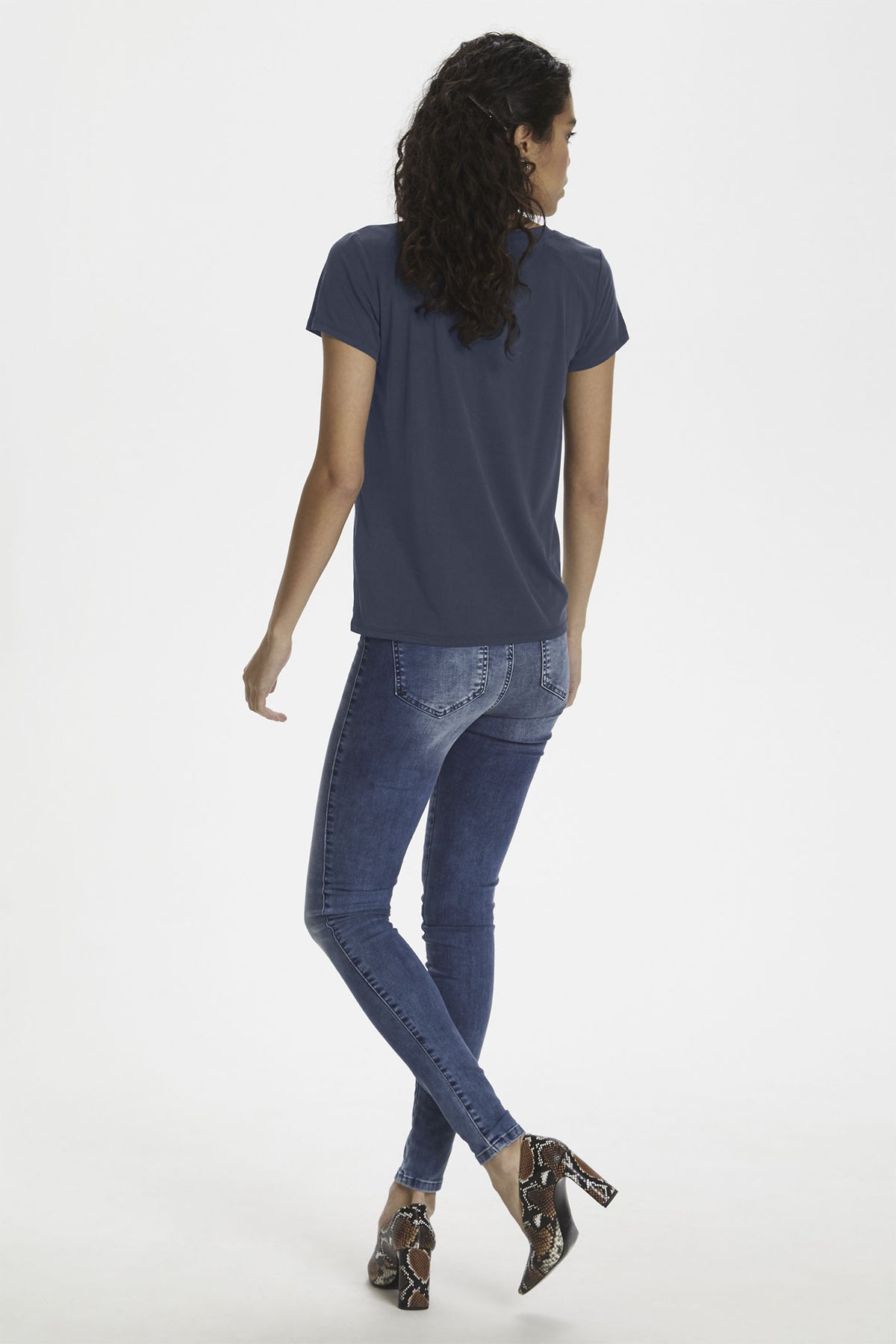SLColumbine V-neck SS Navy - 30404284