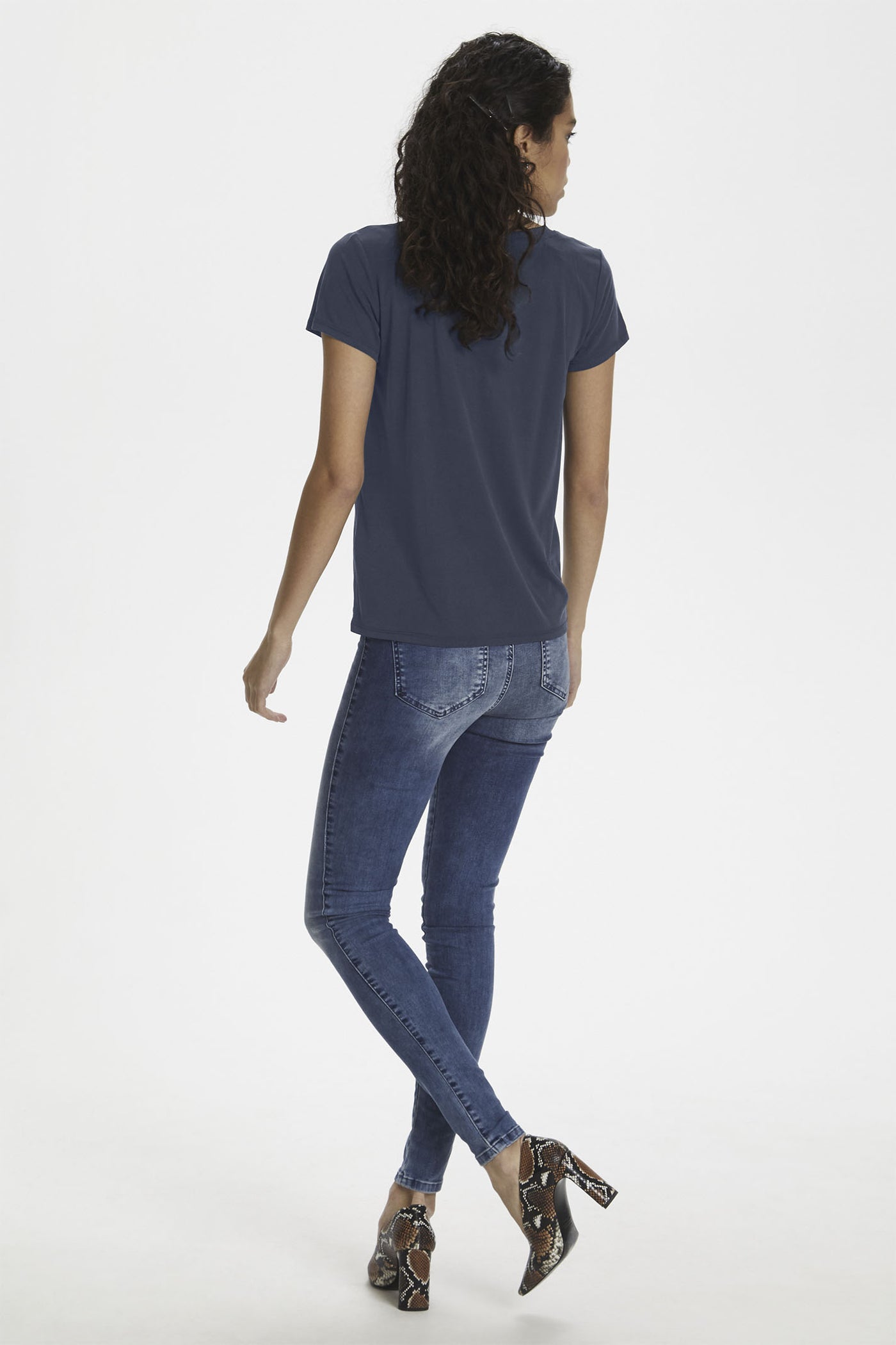 SLColumbine V-neck SS Navy - 30404284
