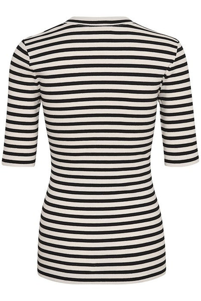 DagnaIW Striped V T-Shirt Black / Whisper White - 30107270 Thumbnail