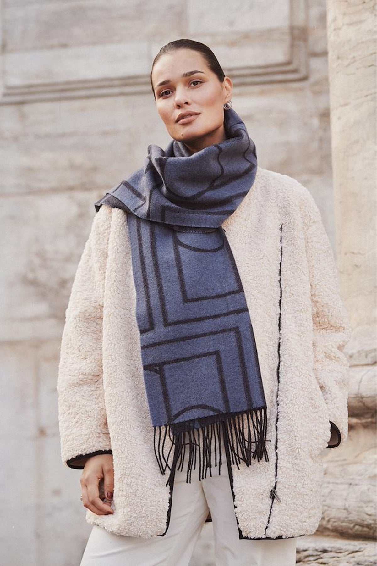 SLPentile Scarf Grisaille with black jaquard - 30406123