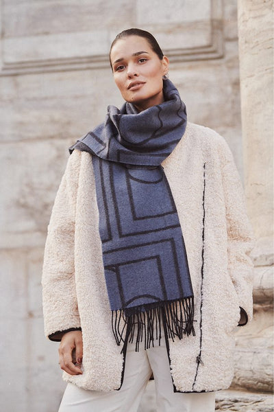 SLPentile Scarf Grisaille with black jaquard - 30406123 Thumbnail