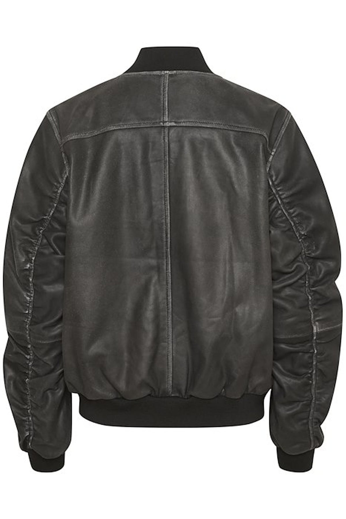 GiloMW Leather Bomber Jacket Medium Grey Retro Wash - 10704311